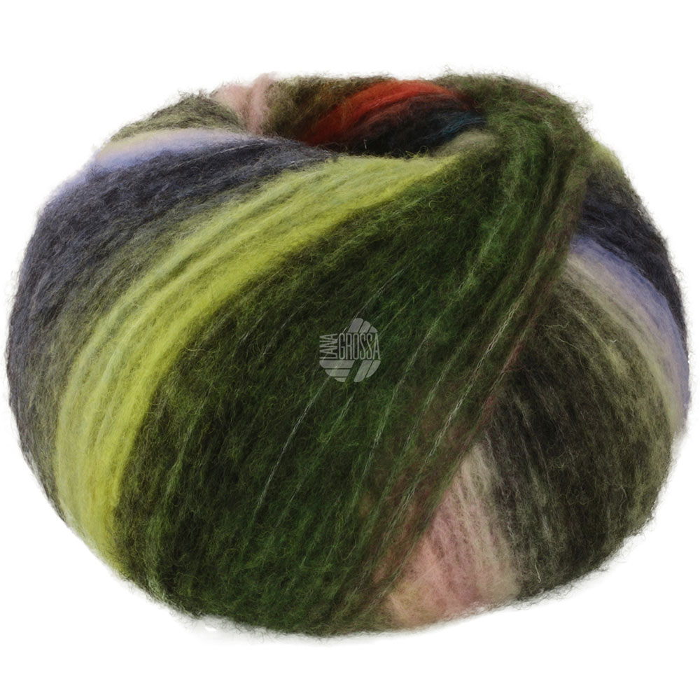 Lana Grossa Bomba 007 Pfirsich/Weiß-/Hell-/Dunkelgrün/Graupetrol/-braun/Türkisblau 100g