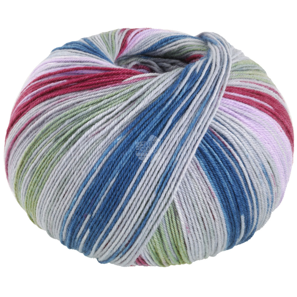 Lana Grossa Meilenweit 100 Seta Lampone 3442 Grau/Fuchsia/Resedagrün/Marine/Flieder 100g
