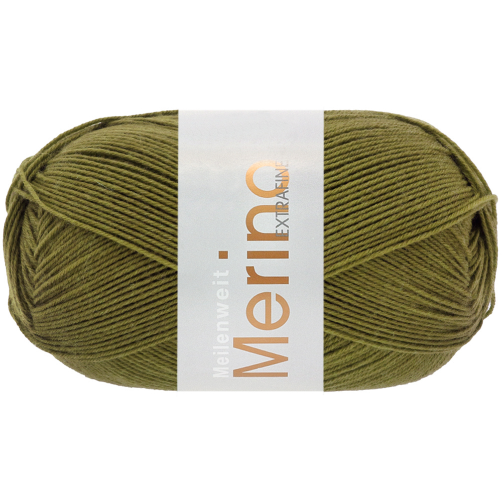 Lana Grossa Meilenweit 100 Merino Extrafein Uni 2451 Olivgrün 100g
