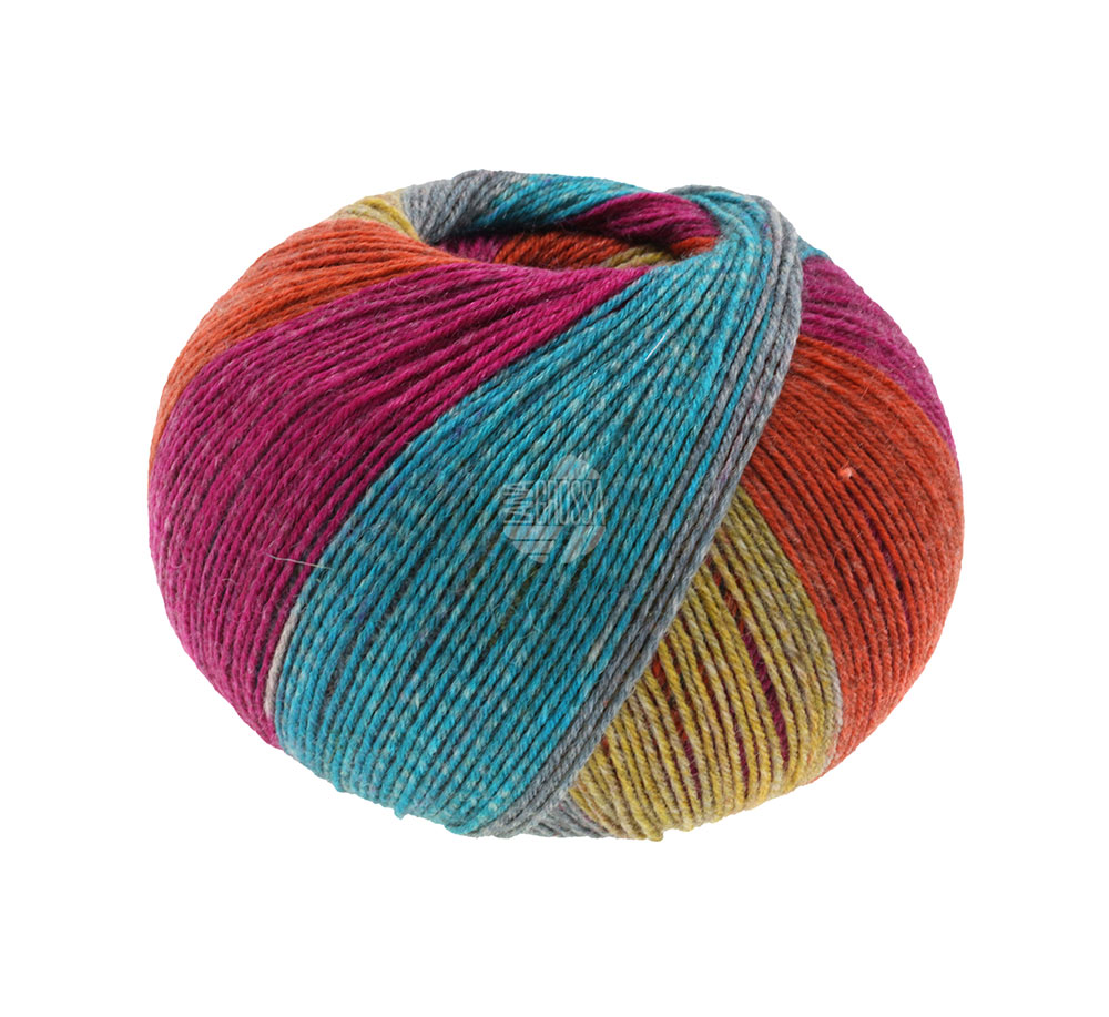 Lana Grossa About Berlin Yak Colorblock 638 Fuchsia/Jade/Graugrün/-gelb/Orange