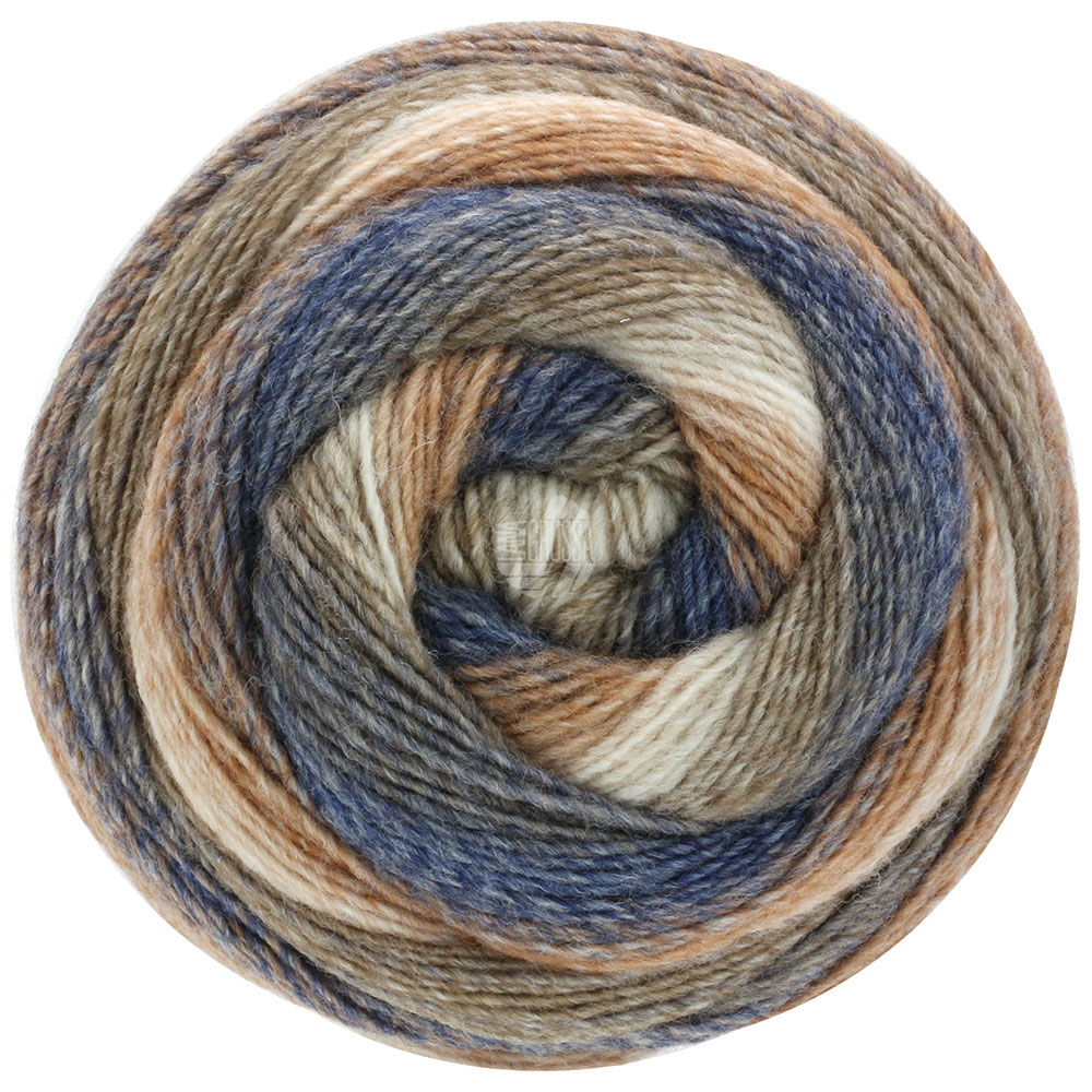 Lana Grossa Gomitolo Versione 434 Taupe/Graubeige/Creme/Camel/Dunkelblau 200g