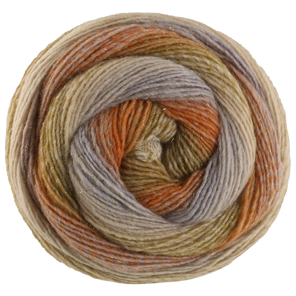 Lana Grossa Gomitolo Gala 4028 Sand-/Graubeige/Rost/Orange/Grünorange/;Khaki/Schilfgrün/Hellbei 200g