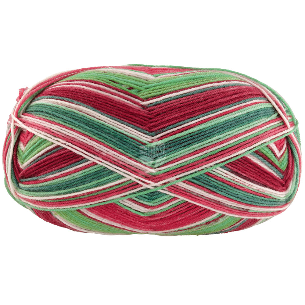Lana Grossa Meilenweit 100 Merino Christmas 6792 Hellrot/Rot/Dunkel-/Mittel-/Hellgrün/Weiß