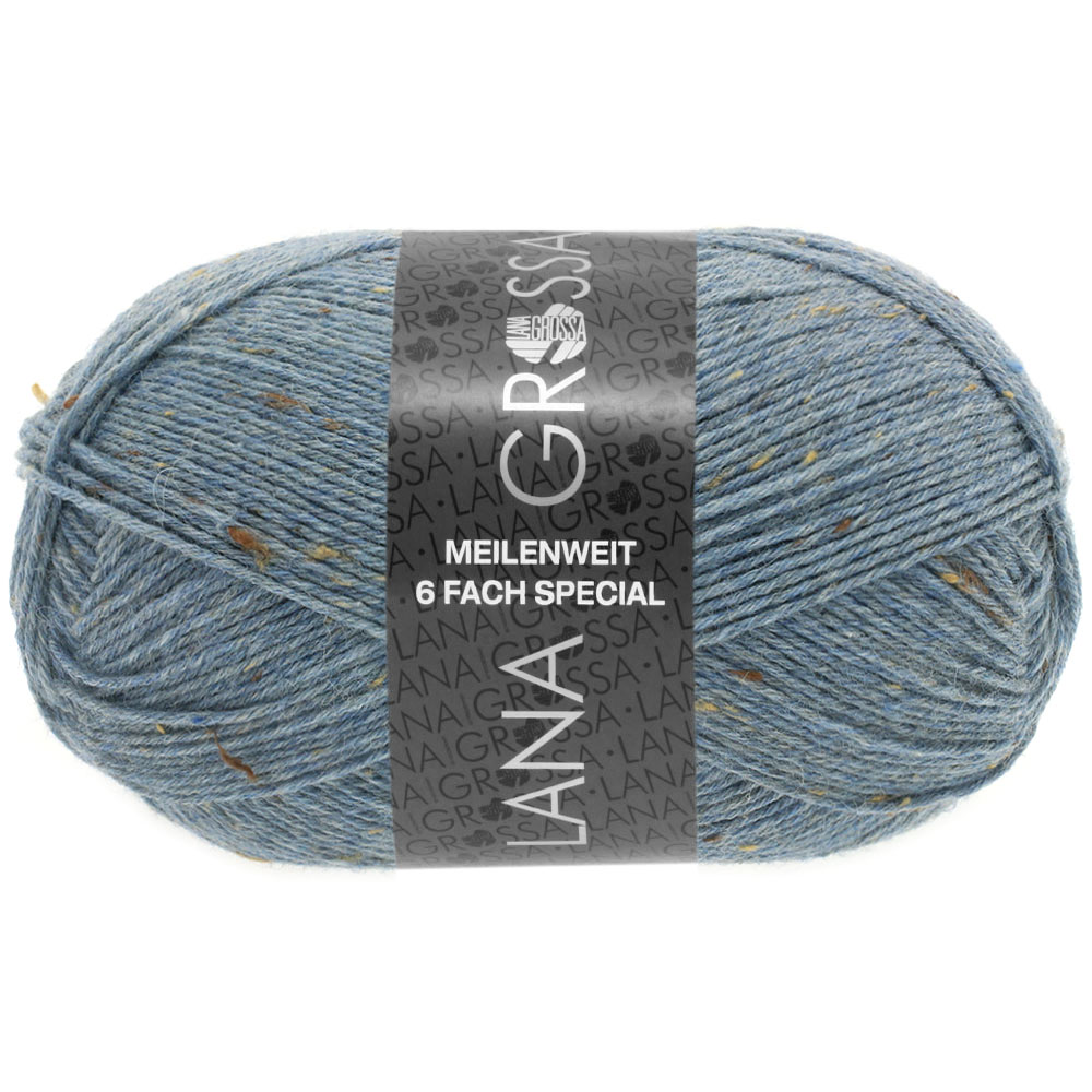 Lana Grossa Meilenweit 6-fach 150 Tweed 9227 Jeansblau 150g