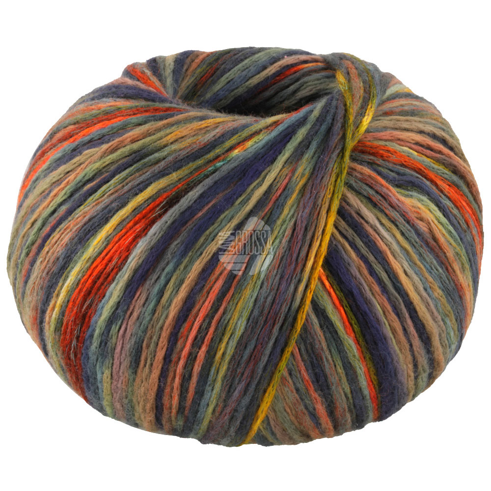 Lana Grossa Cotonella Multi 107 Oliv/Schwarzgrün/Gelb/Orange bunt 100g