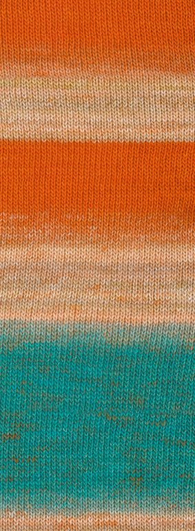 Lana Grossa Gomitolo Gala 4025 Orange/Beige/Taupe/Türkis/Braun 200g