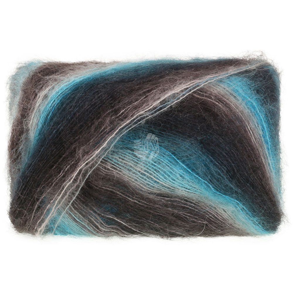 Lana Grossa Cottonhair 112 Türkis/Minttürkis/Petrol/Hellgrau/Taupe/;Schwarzbraun 50g