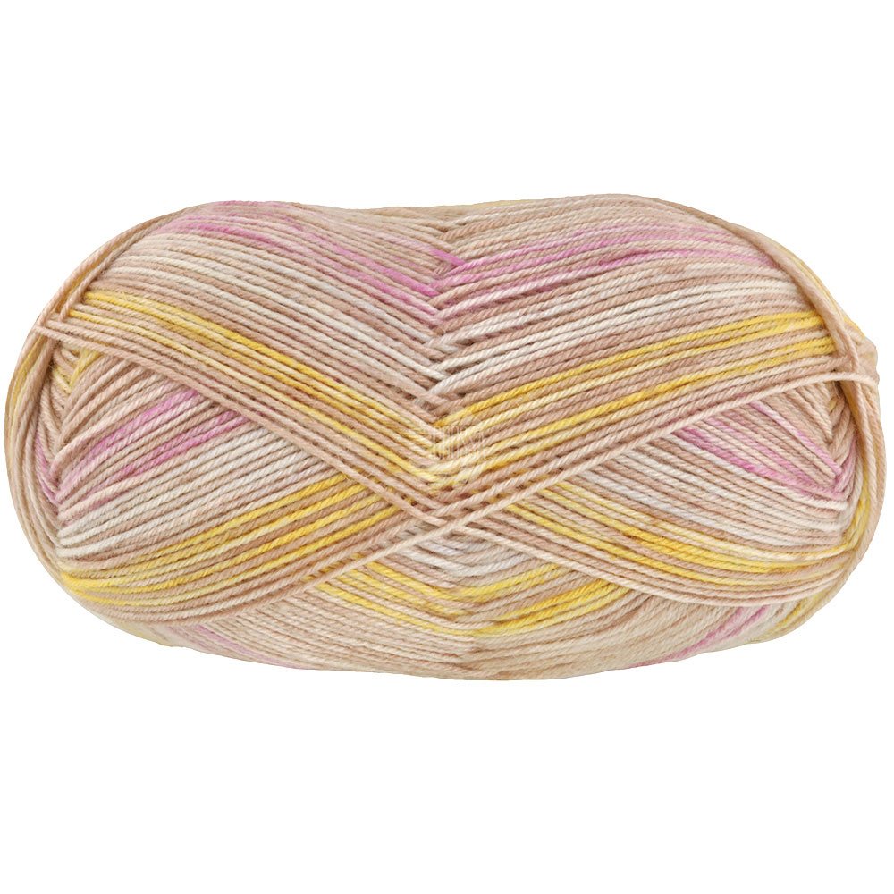 Lana Grossa Meilenweit 100 Merino extrafine Luna 4111 Beige/Camel/Rosa/Gelb 100g