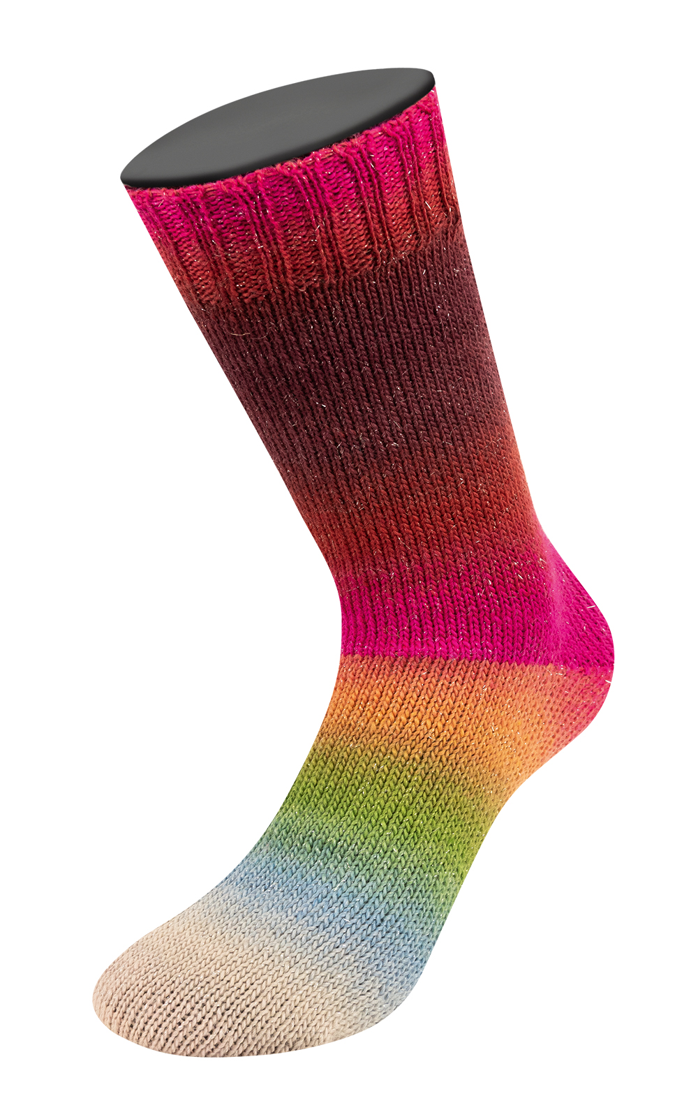 Lana Grossa Meilenweit 100 Color Mix Sparks 7611  Brombeer/Rot/Hellrot/Pistazie/Petrol/Grün/ Limette