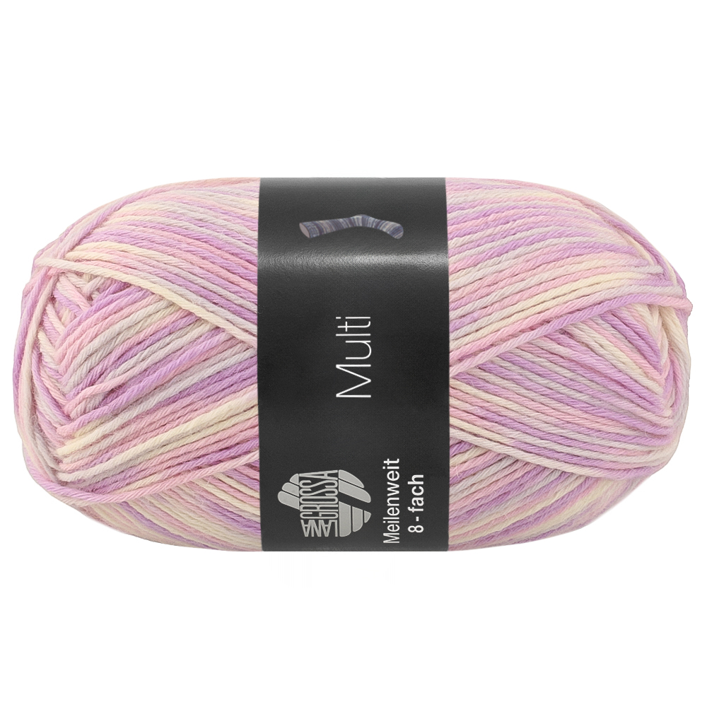 Lana Grossa Meilenweit 8-F. 150 Multi 9981 Creme/Rosa/Zartgrau/Flieder150g