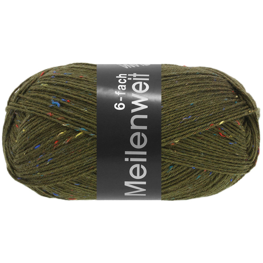 Lana Grossa Meilenweit 6-fach 150 Tweed 9248 Oliv  150g