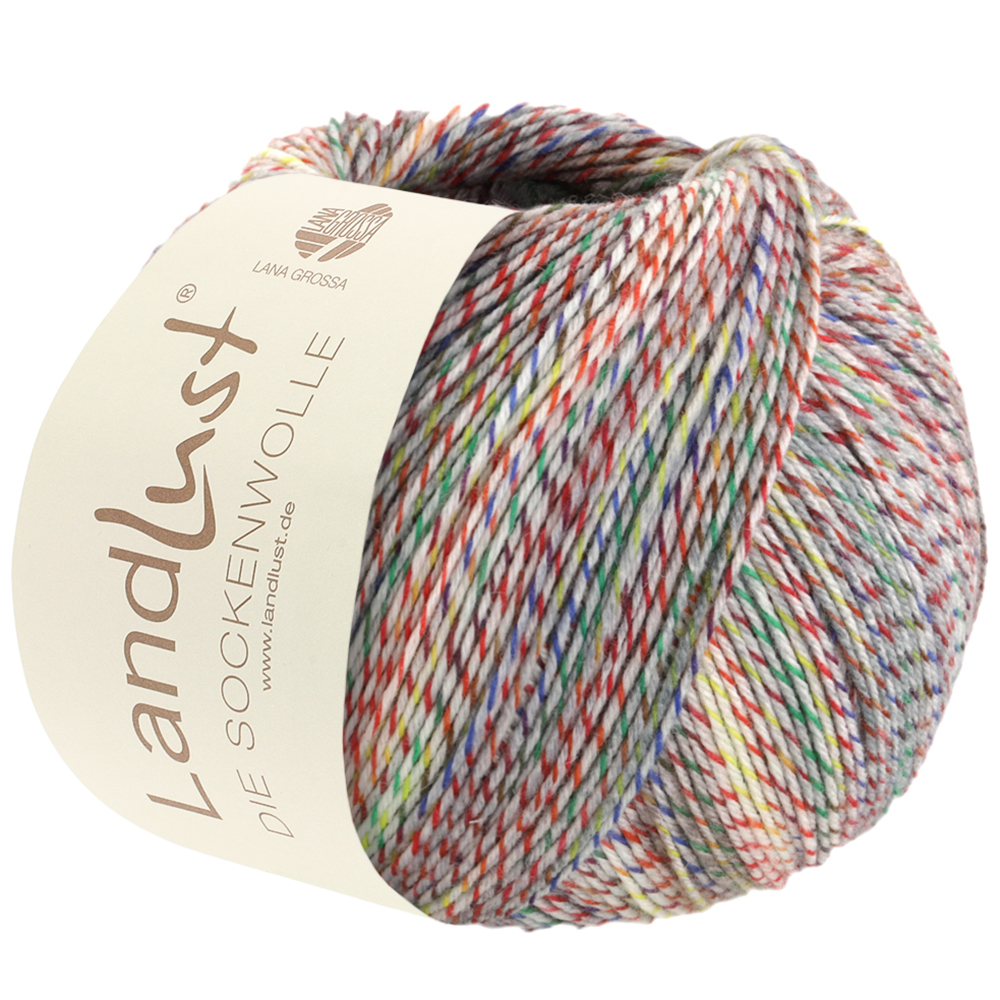 Lana Grossa Landlust Die Sockenwolle 215 Minttürkis/Hell-/Mittelgrau/Weiß/Grün/Gelb/Orange/Marine/Ro