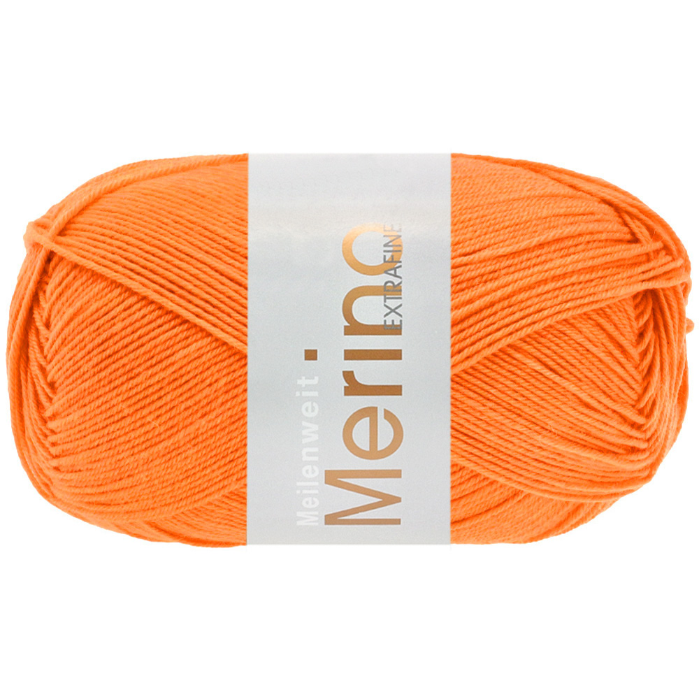 Lana Grossa Meilenweit 100 Merino Extrafein Uni 2453 Orange 100g