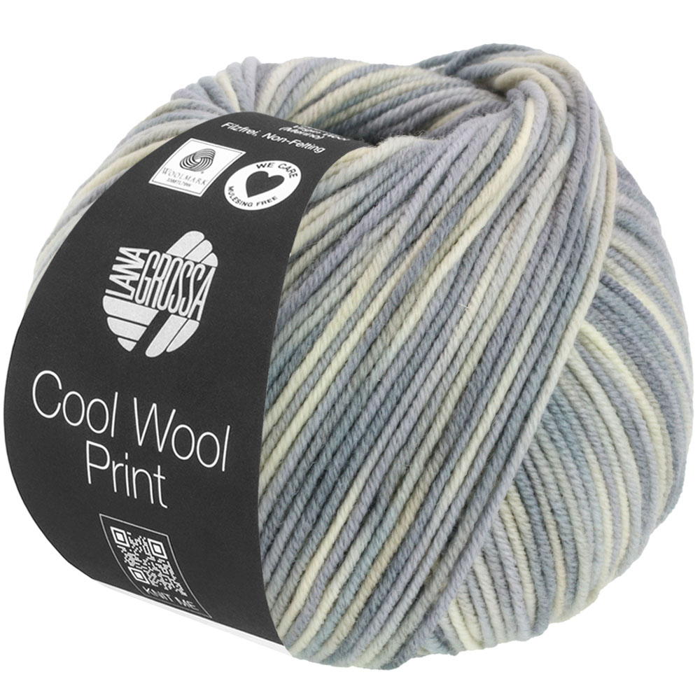 Lana Grossa Cool Wool 2000 Print 829 Rohweiß/Silber/Hellgrau