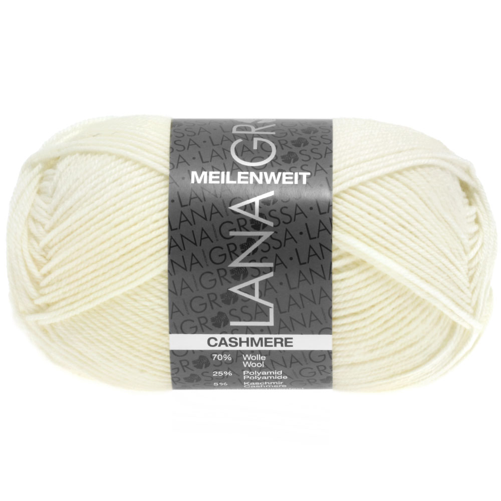 Lana Grossa Meilenweit 50 Cashmere 001 Rohweiß 50g