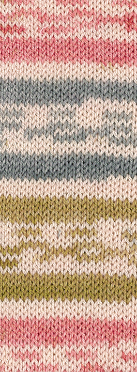 Lana Grossa Meilenweit 100 Cotton Bamboo Marinella 5187 Rosa/Mittelgrau/Sand/Himbeer 100g