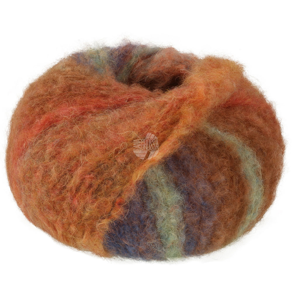 Lana Grossa Gigante Multi 104 Camel/Schokobraun/Orange/Minttürkis/Senfgelb/Ocker/Graubraun/Rost