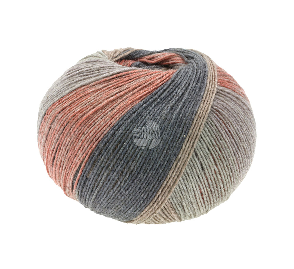 Lana Grossa About Berlin Yak Colorblock 637 Taupe/Grau/Graurosa/Orange/Dunkelgrau