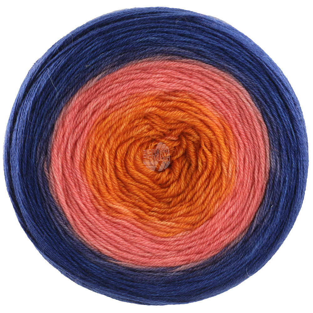Lana Grossa Merino Lace Aquarell 007 Orange/Nelkenrosa/Dunkelblau 100g