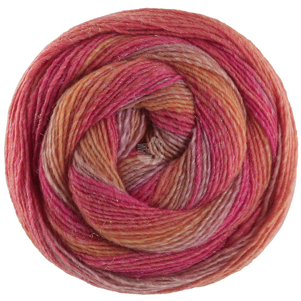 Lana Grossa Gomitolo Gala 4032 Graulila/Pink/Tomatenrot/Orangegelb 200g