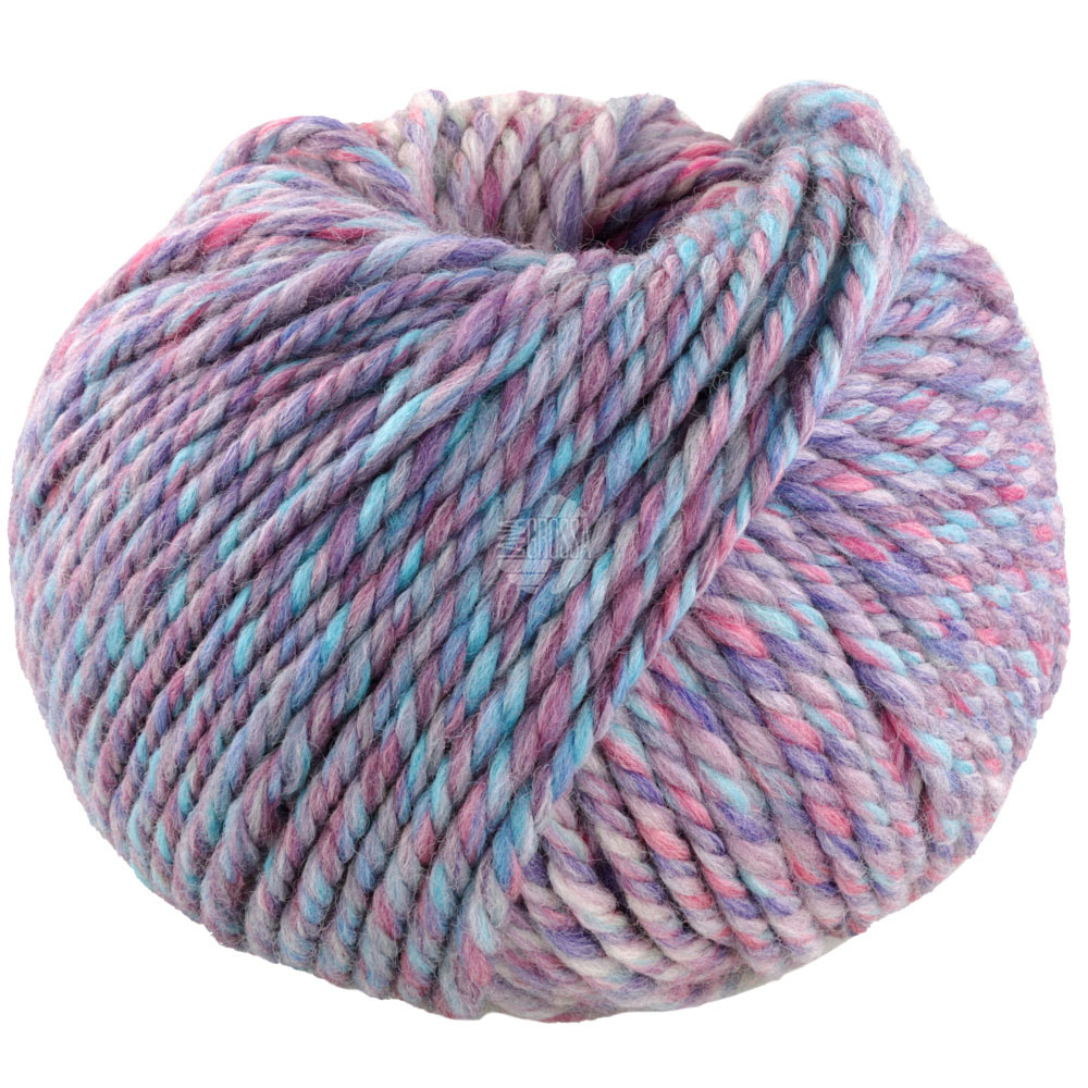 Lana Grossa Merino Twister 016 Türkis/Blau-/Graulila/Weinrot/Grau/Hellgrau/Türkisblau