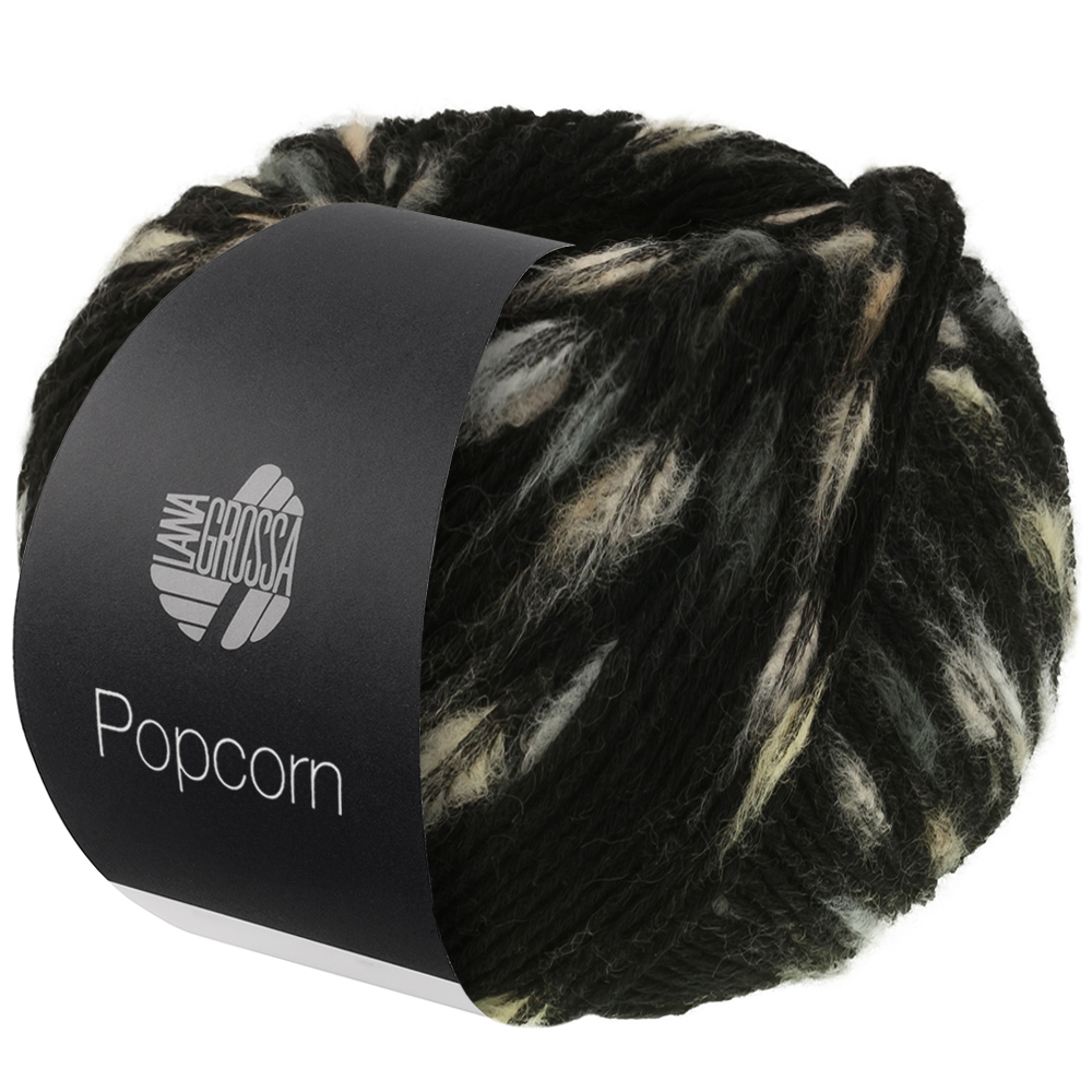 Lana Grossa Popcorn 008 Schwarz/Rohweiß/Beige 50g