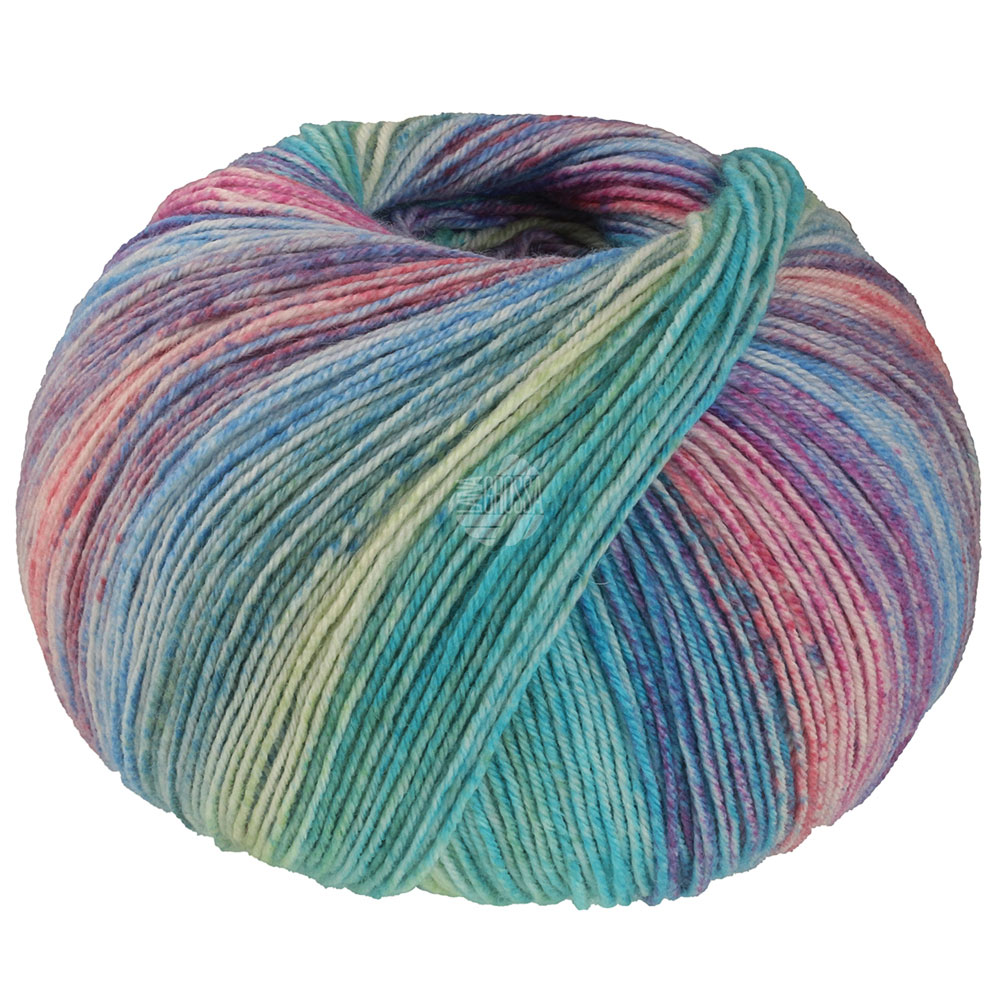 Lana Grossa Meilenweit 100 Cashmere Hawaii 4015 Pink/Rosa/Himmelblau/Hellgrau/Lachs/Graugrün/Grüngel