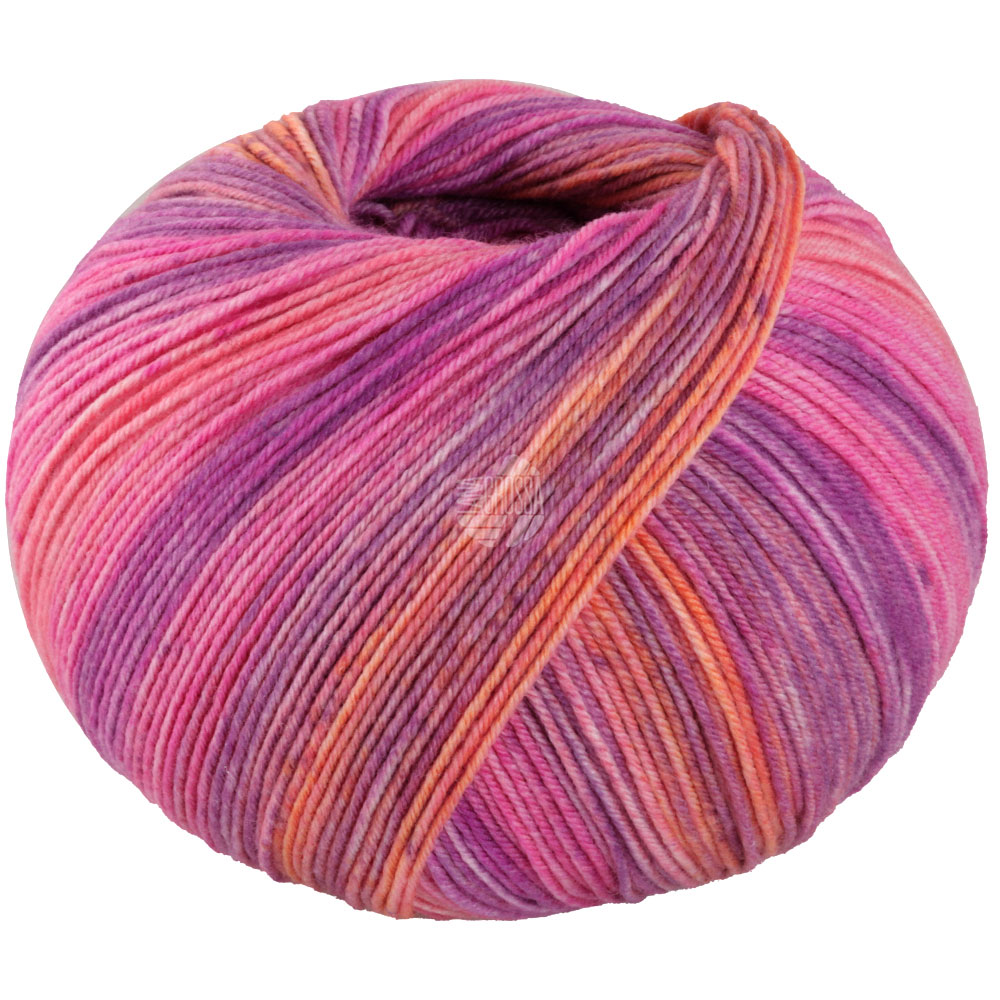 Lana Grossa Meilenweit 100 Seta Piano 3613 Orange/Blauviolett/Pink/Beere/Lachsrosa