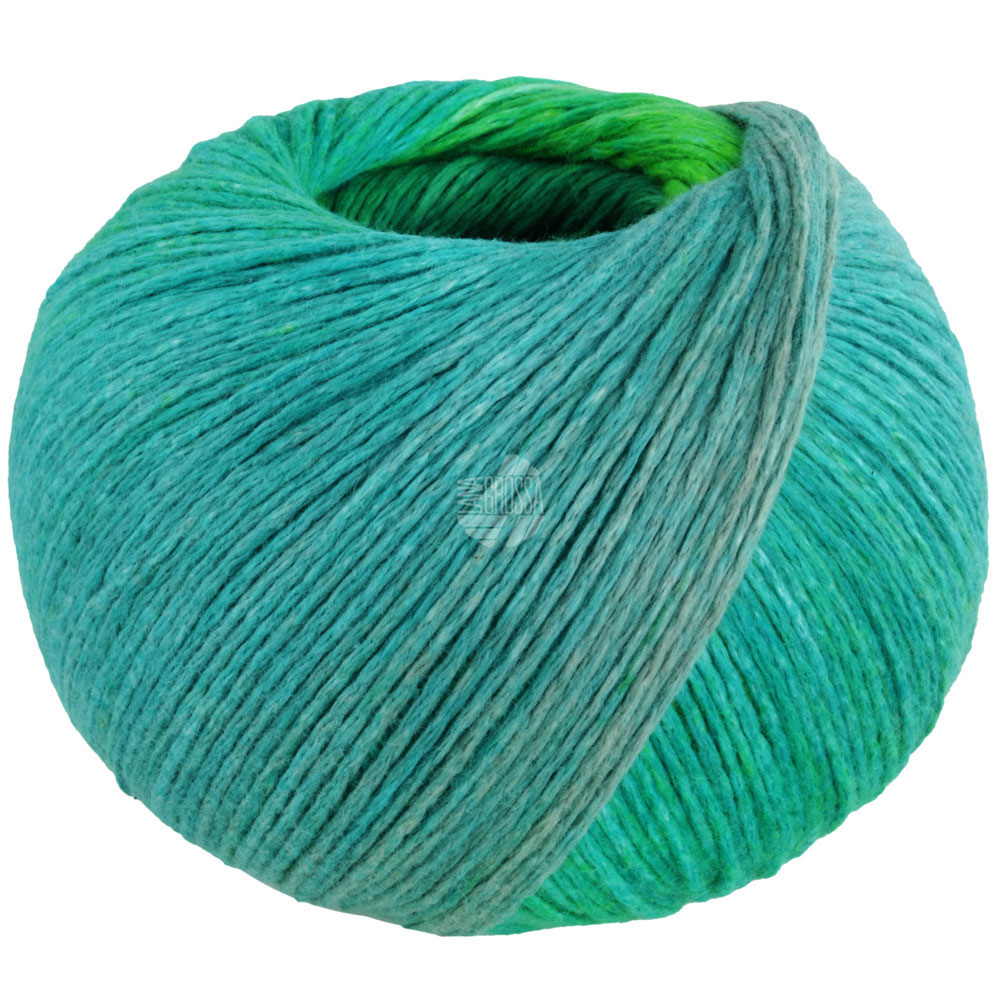 Lana Grossa Cotonella 009 Türkis/Mintgrau/Maigrün/Curry/Ocker/Gras-/Türkis-/Hellgrün 100g