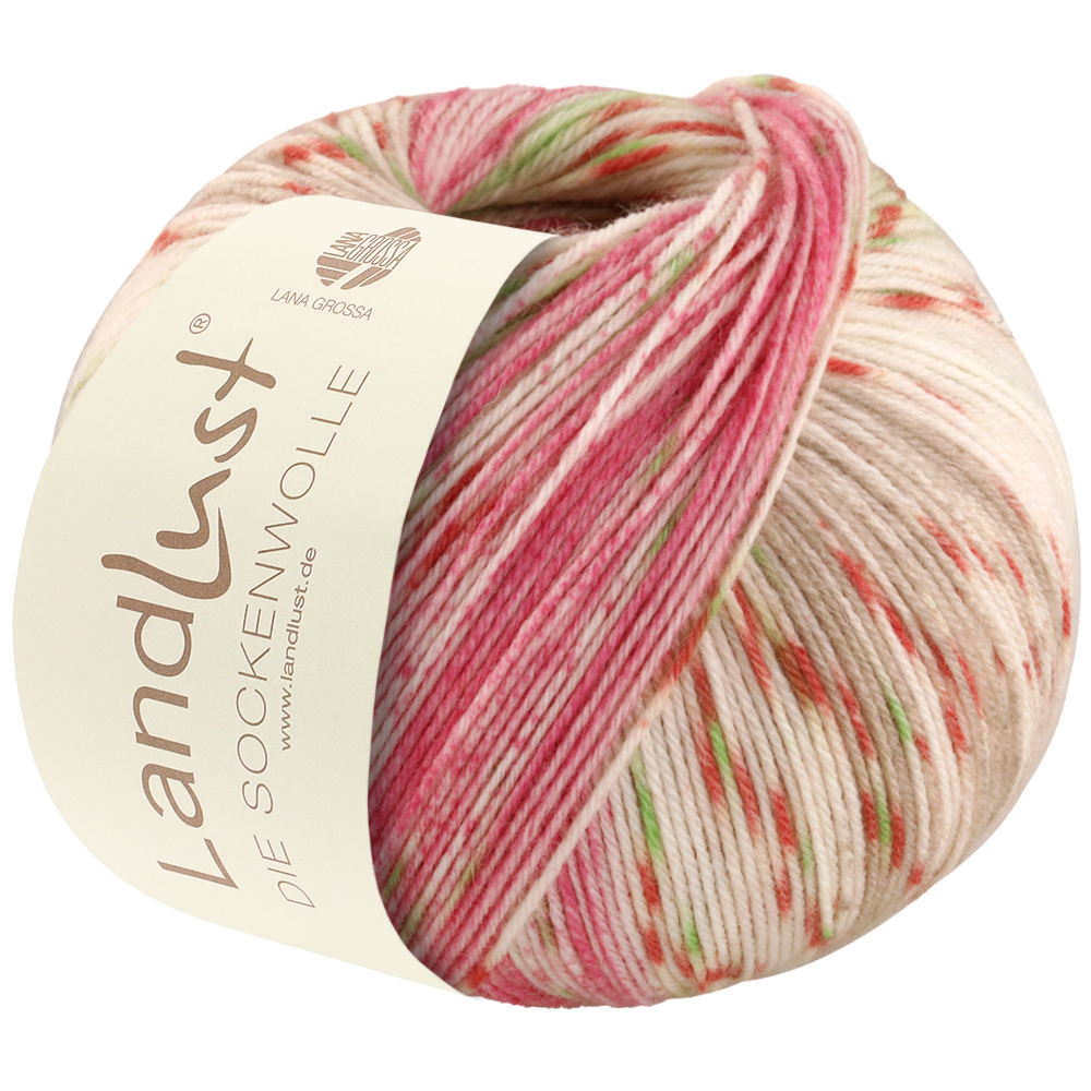 Lana Grossa Landlust die Sockenwolle 514 Pink/Natur/Taupe/Hellbeige/Hellgrün/Terrakotta Gestreift 10