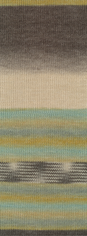 Lana Grossa Gomitolo Dipinto 2011 Graubraun/Natur/Mint/Senfgelb 200g