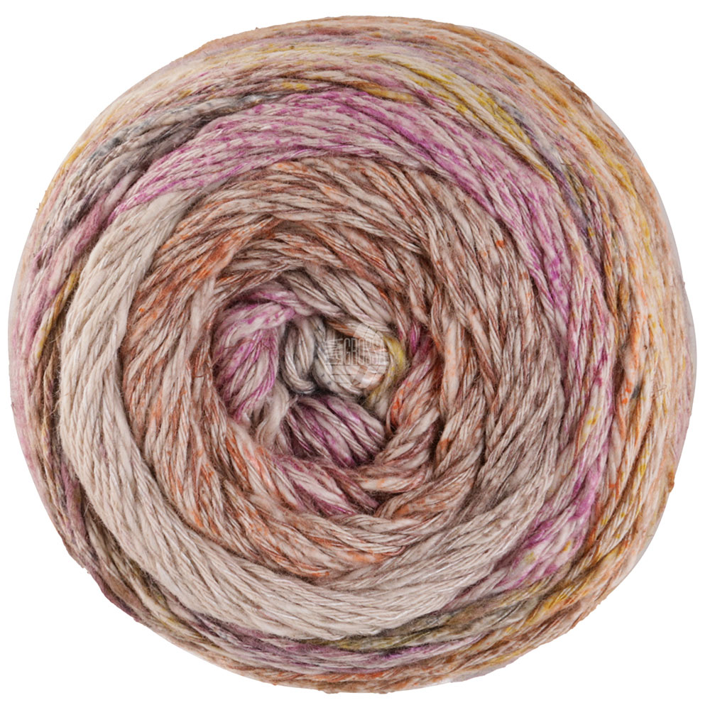 Lana Grossa Mosaico 012  Fuchsia/Natur/Taupe/Camel/Beere/Graubraun/Grau /Senf/Lachs