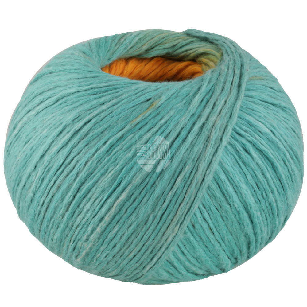 Lana Grossa Cotonella 014 Graugrün/Braun/Gold-/Sonnengelb/Pastellblau/Pfirsich/Grünbeige 100g