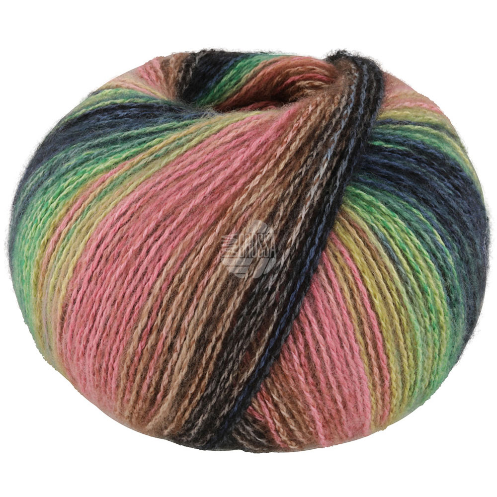 Lana Grossa Gianna 009 Erika/Schwarz/Grüngelb/Hell-/Dunkelgrün/Braun