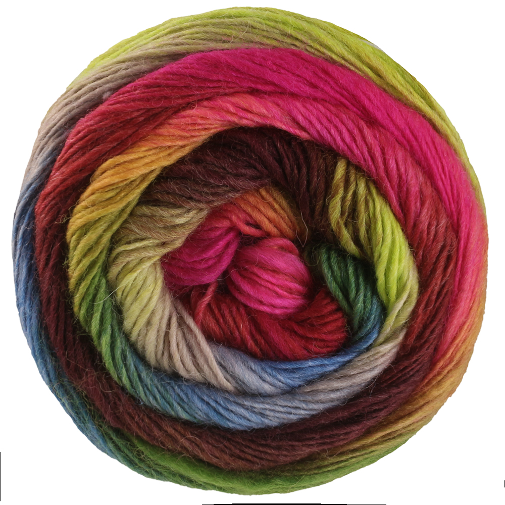 Lana Grossa Meilenweit 100 Color Mix Multi 8018  Brombeer/Rot/Hellrot/Pistazie/Petrol/Grün/Limette
