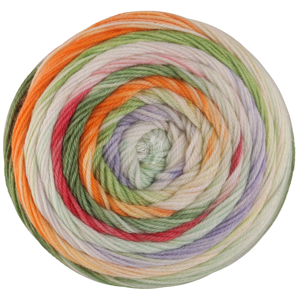 Lana Grossa Meilenweit 100 Dusk 6210 Orange/Blassgelb/Gelbgrün/Lila/Minttürkis/Rosa/Creme 100
