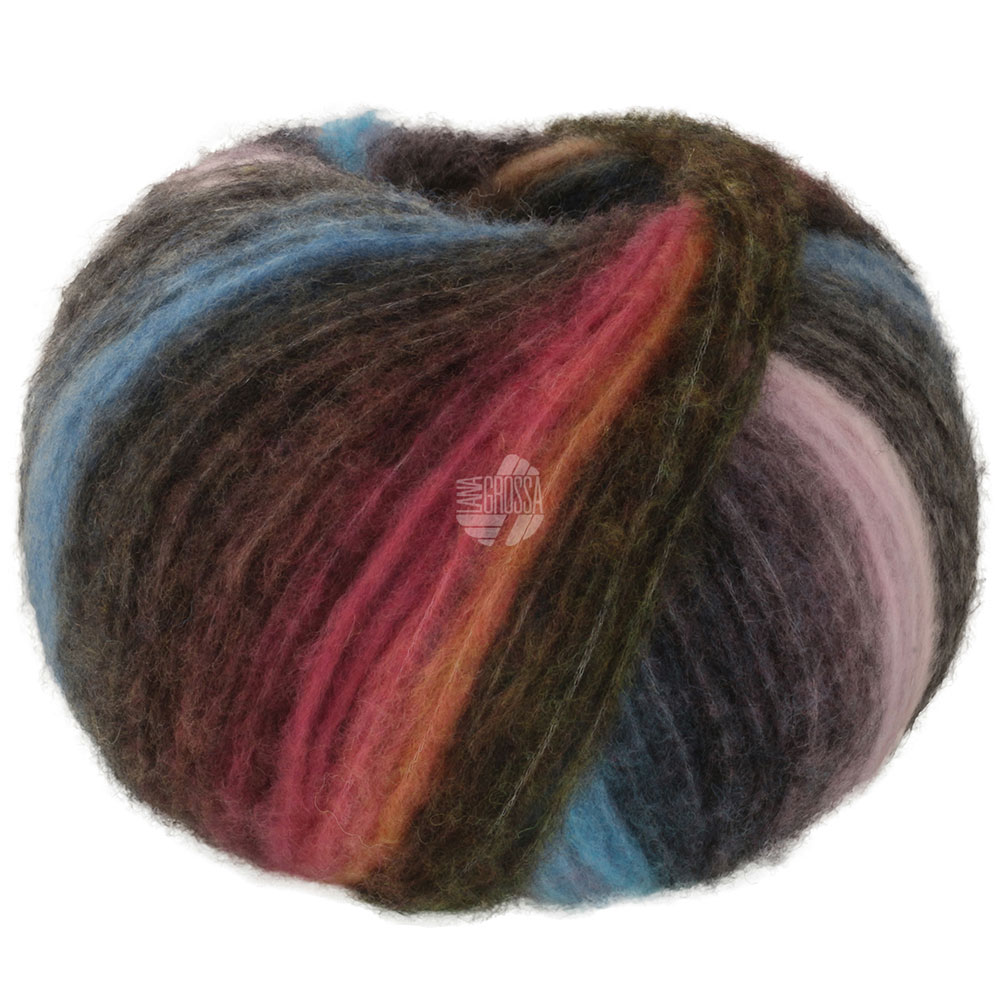 Lana Grossa Bomba 001 Dunkelgrau/Brombeer/Orange/Gelb-/Dunkelgrün/Blau 100g