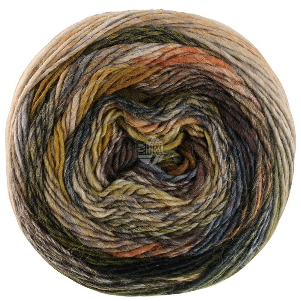 Lana Grossa Colorissimo 215 Orangebraun/Silber-/Hellgrau/Hellbeige/Blau-/Stahlgrau/Moosgrün