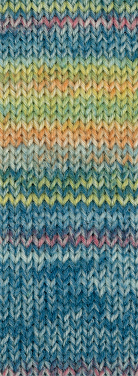 Lana Grossa landlust die Sockenwolle 6-fach 914 Dunkelpetrol/Weiß/Gelb/Linde/Orange/Rot 150g