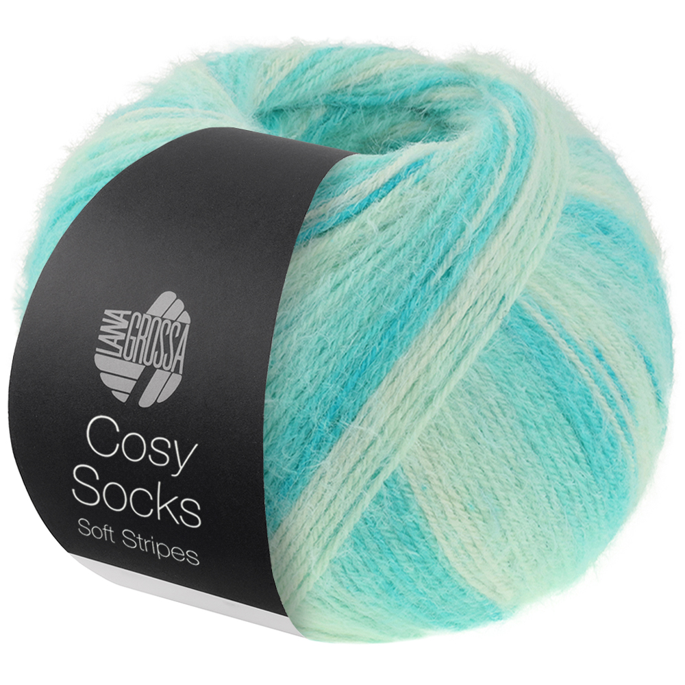 Lana Grossa Cosy Socks Soft Stripes 102 Jade/Licht-/Weißgrün/Rohweiß 100g