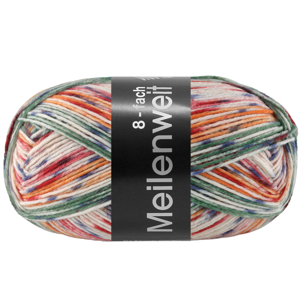 Lana Grossa Landlust Meilenweit 8-Fach 9961 Ecru/Pastell-/Graublau/Orange/Graugrün 150g