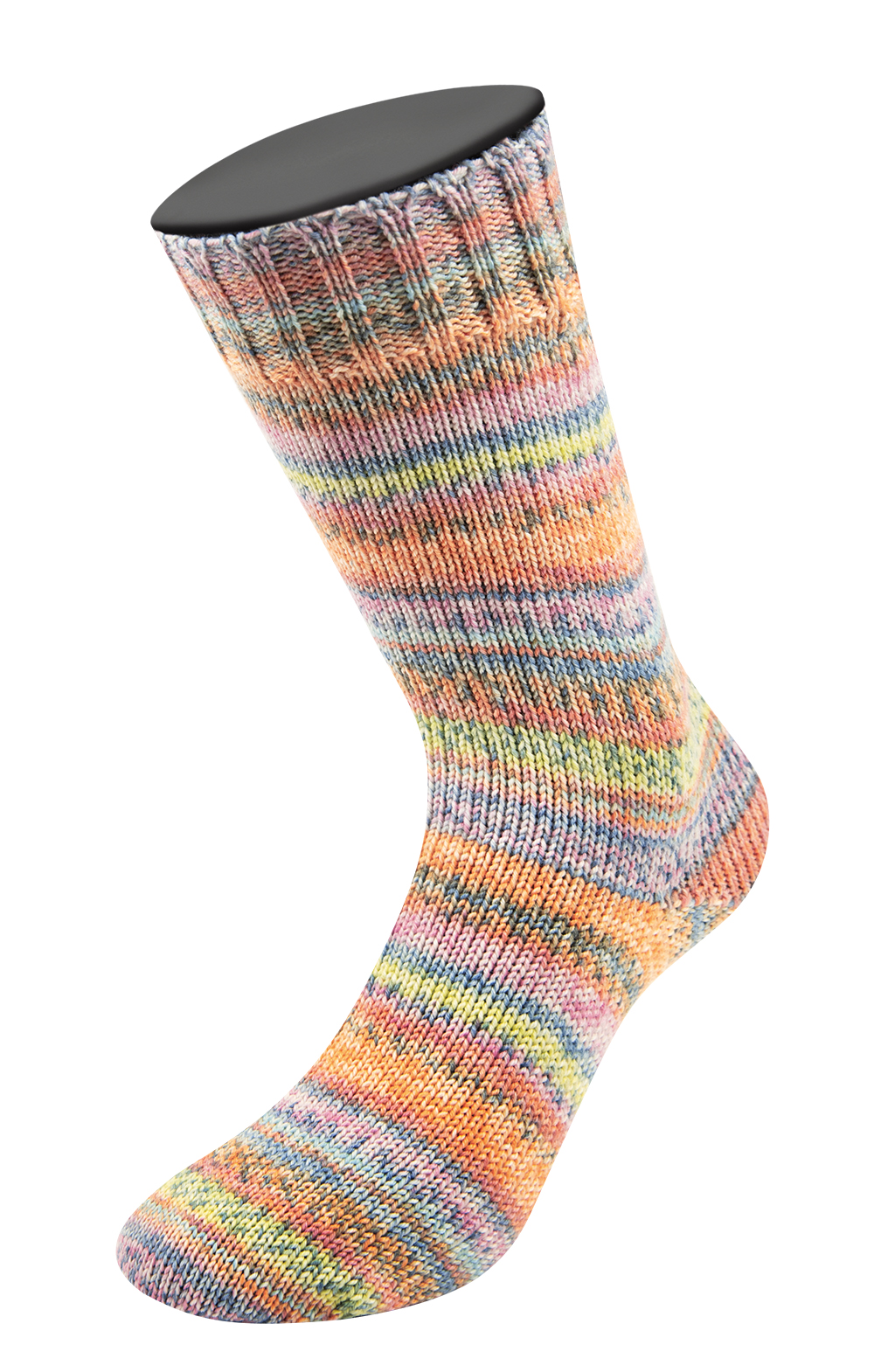 Lana Grossa Landlust die Sockenwolle Seide 336 Lachs/Orange/Grau/Mint/Rosa/Zitrusgelb/Graublau Gestr