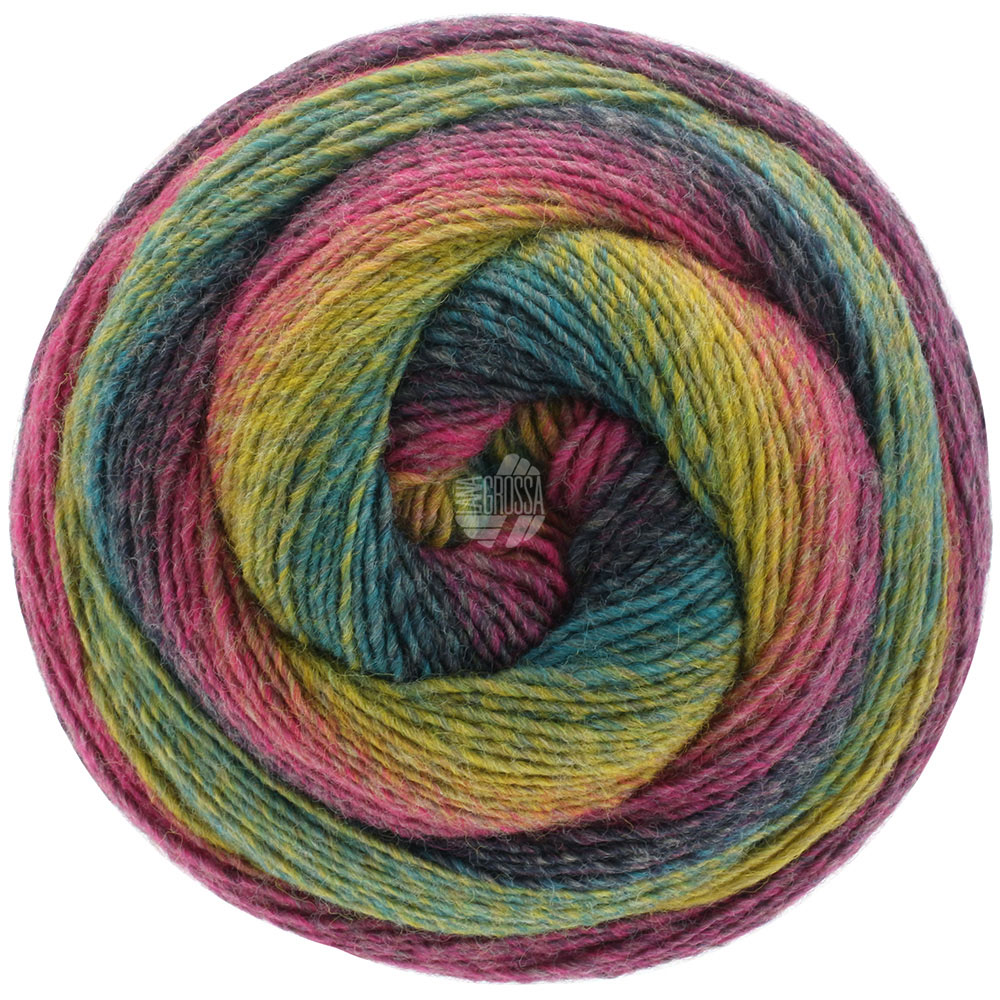 Lana Grossa Gomitolo Versione 431 Fuchsia/Oliv/Petrol/Schwarzblau/Brombeer 200g