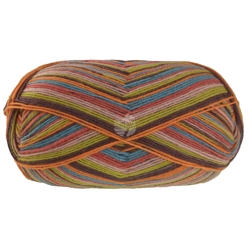 Lana Grossa Meilenweit 8-F. 150 Granita 9974 Orange/Petrol/Rost/Rosabeige/Senf/Dunkelbraun150g